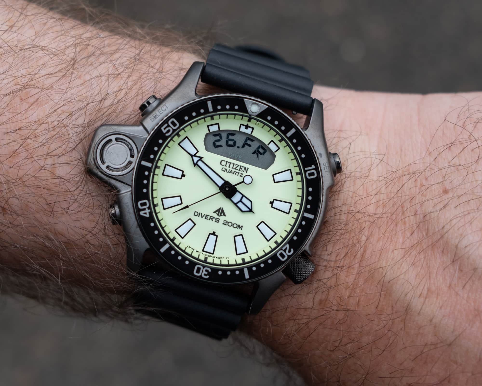 Hands On Video Review Citizen Promaster Aqualand Depth Meter JP2007 17W Two Broke Watch Snobs